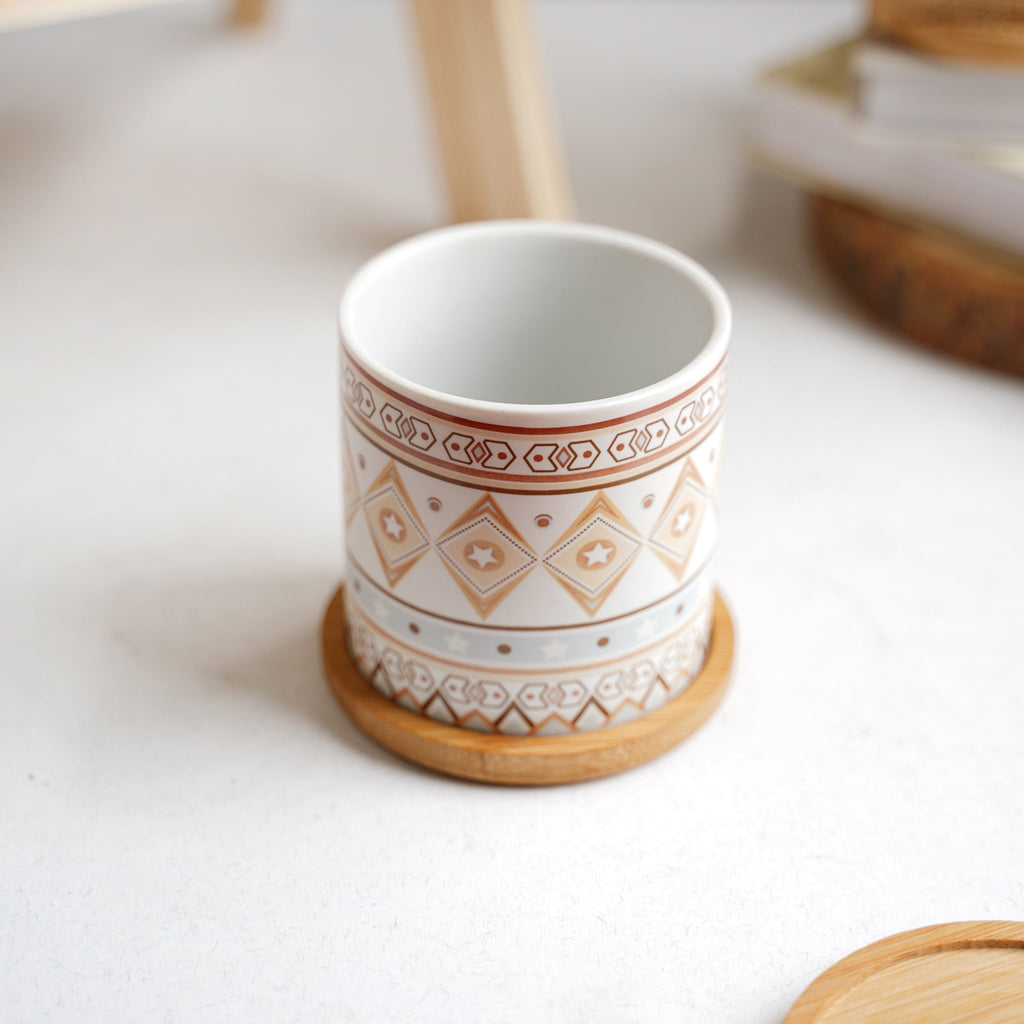 Botanic Expressions Ceramic Planter With Coaster Set Of 2 Nestasia