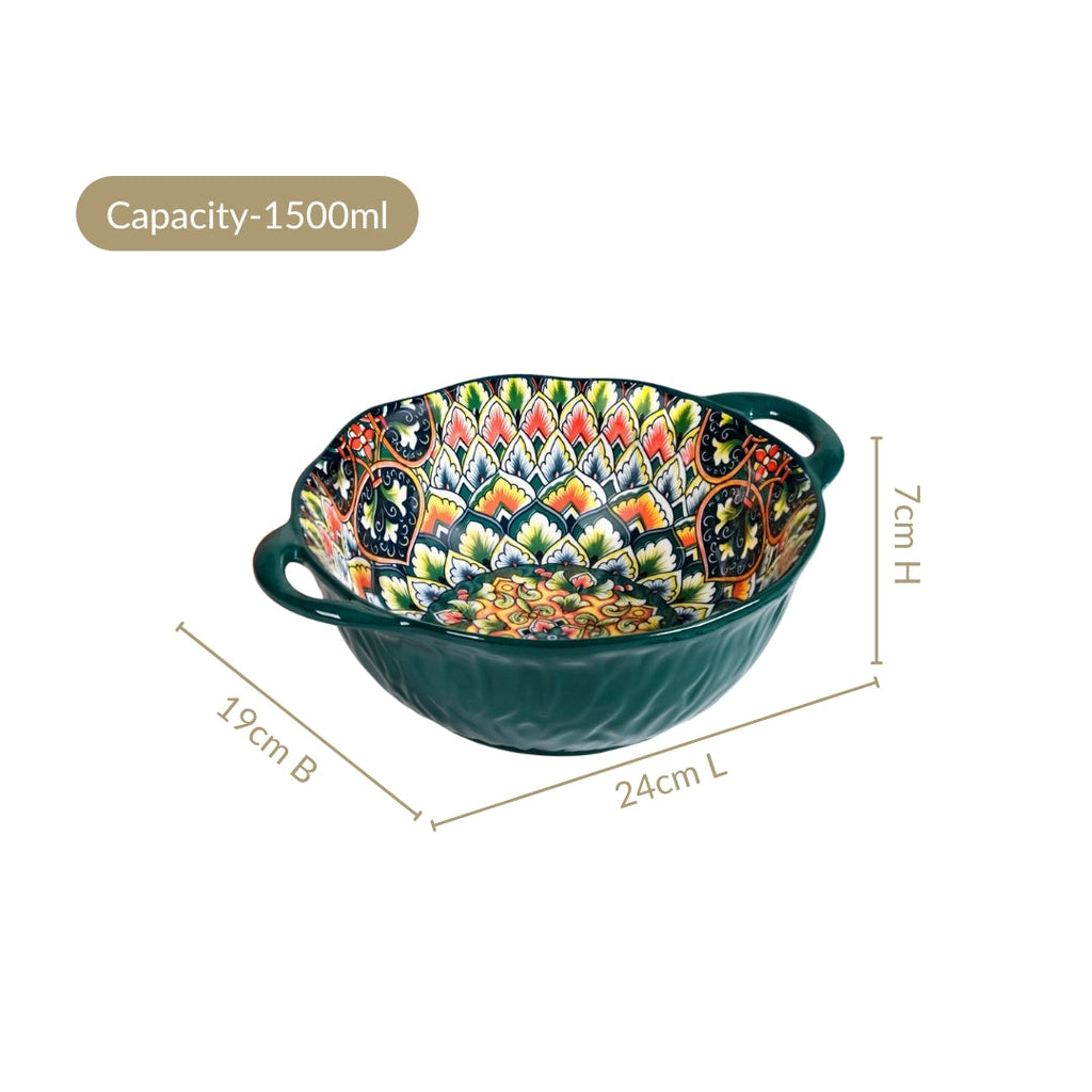 Mandala Melange Serving Bowl Green 1500ml Nestasia