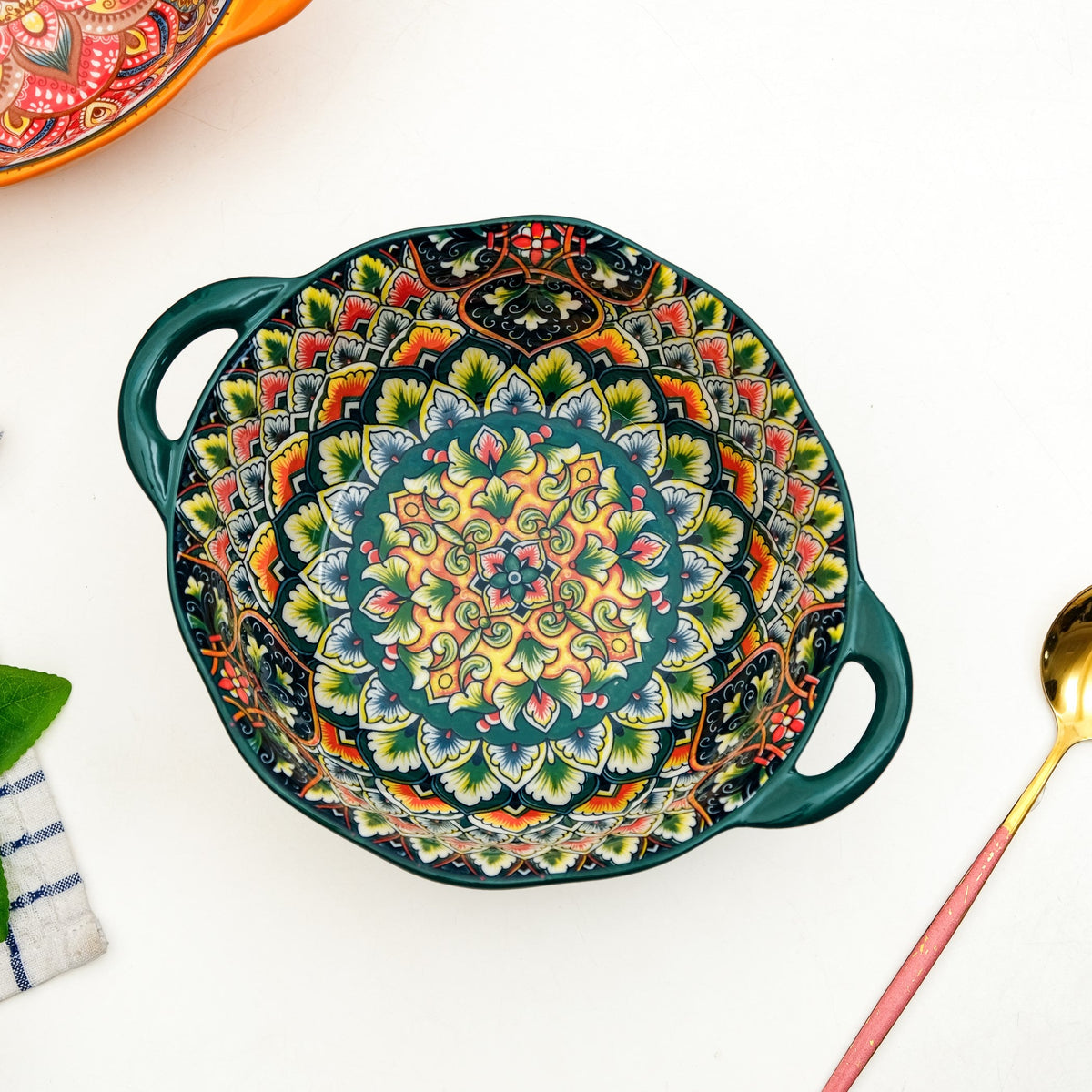 Mandala Melange Serving Bowl Green 1500ml Nestasia