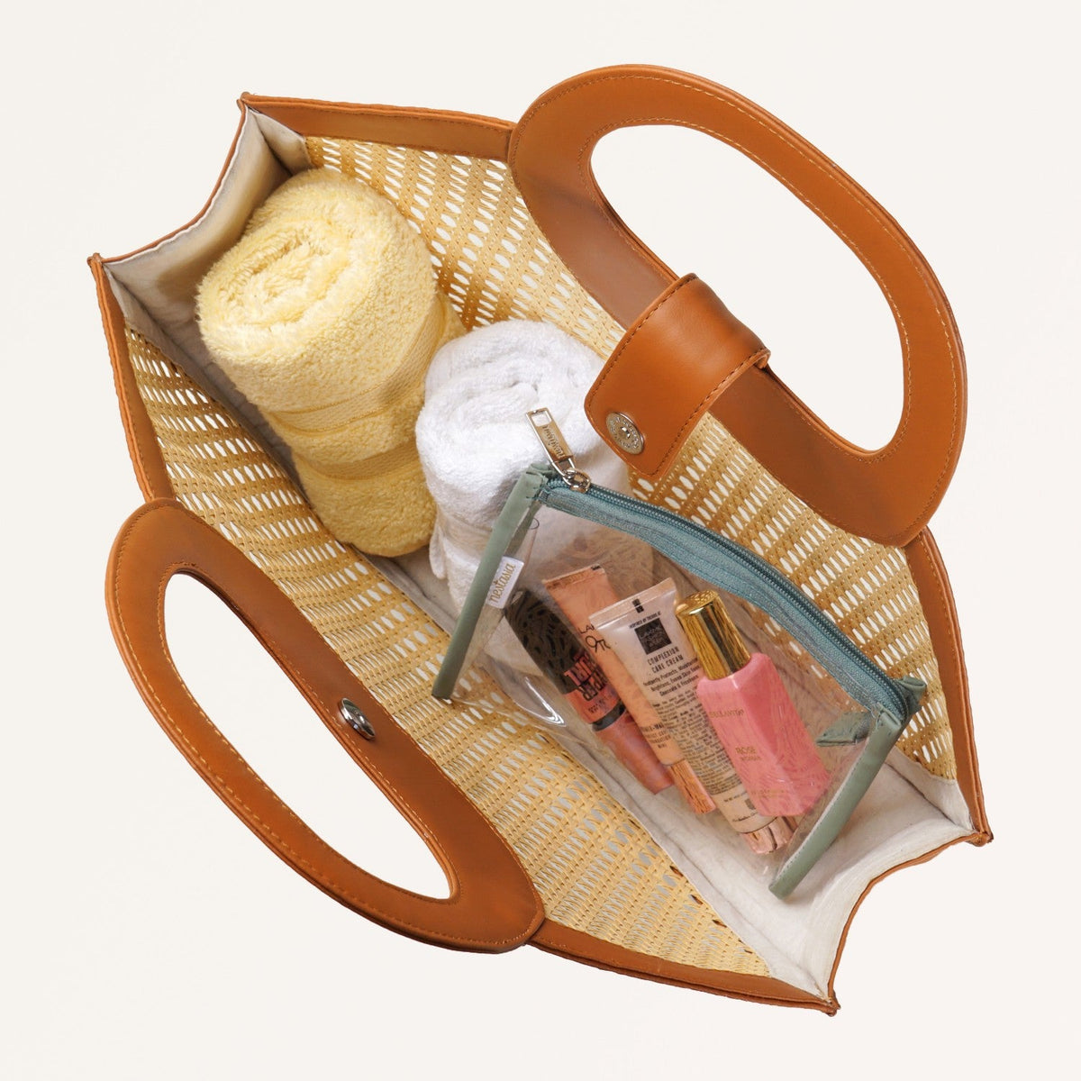 Rattan Tan Basket Tote Bag Nestasia