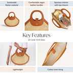 Rattan Tan Basket Tote Bag Nestasia