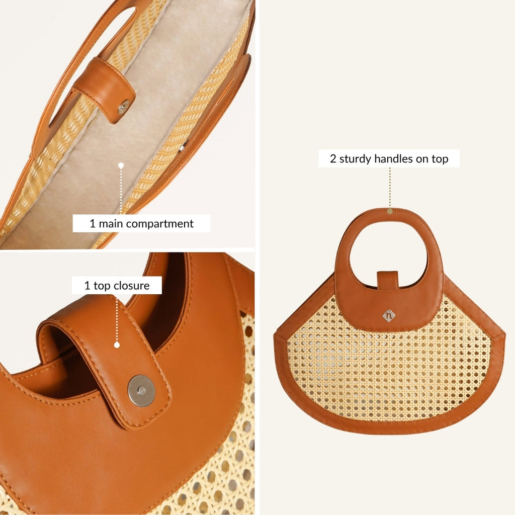 Rattan Tan Basket Tote Bag Nestasia