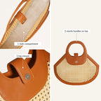 Rattan Tan Basket Tote Bag Nestasia