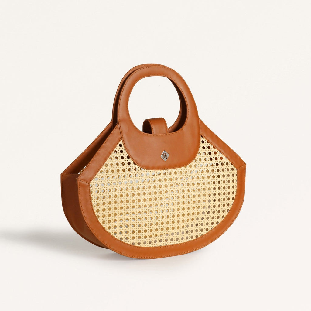 Rattan Tan Basket Tote Bag Nestasia