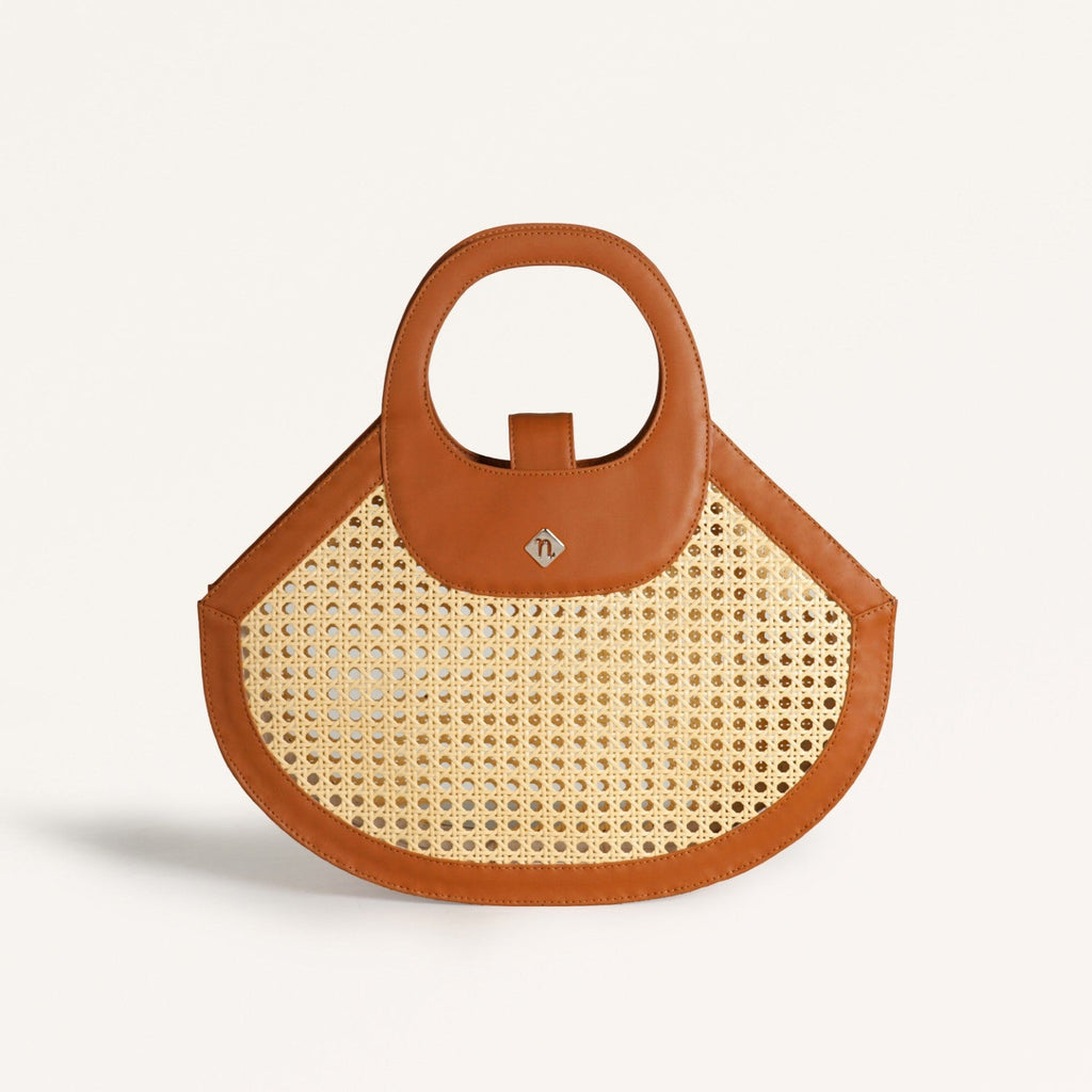 Rattan Tan Basket Tote Bag Nestasia