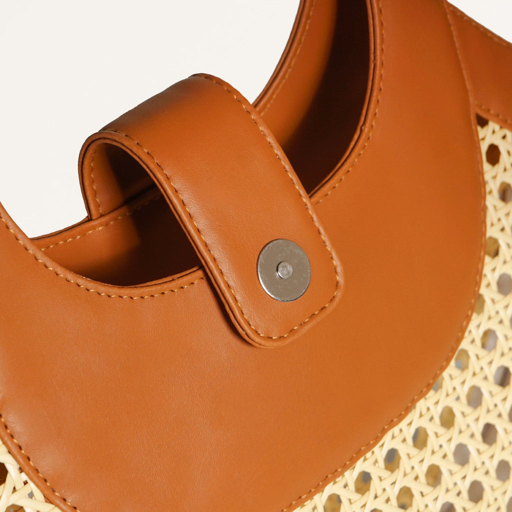 Rattan Tan Basket Tote Bag Nestasia