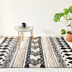 BOHO Avery Hand Woven Rug - Black & Beige Nestasia