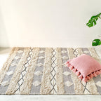 BOHO Harper Handwoven Rug - White & Grey Nestasia
