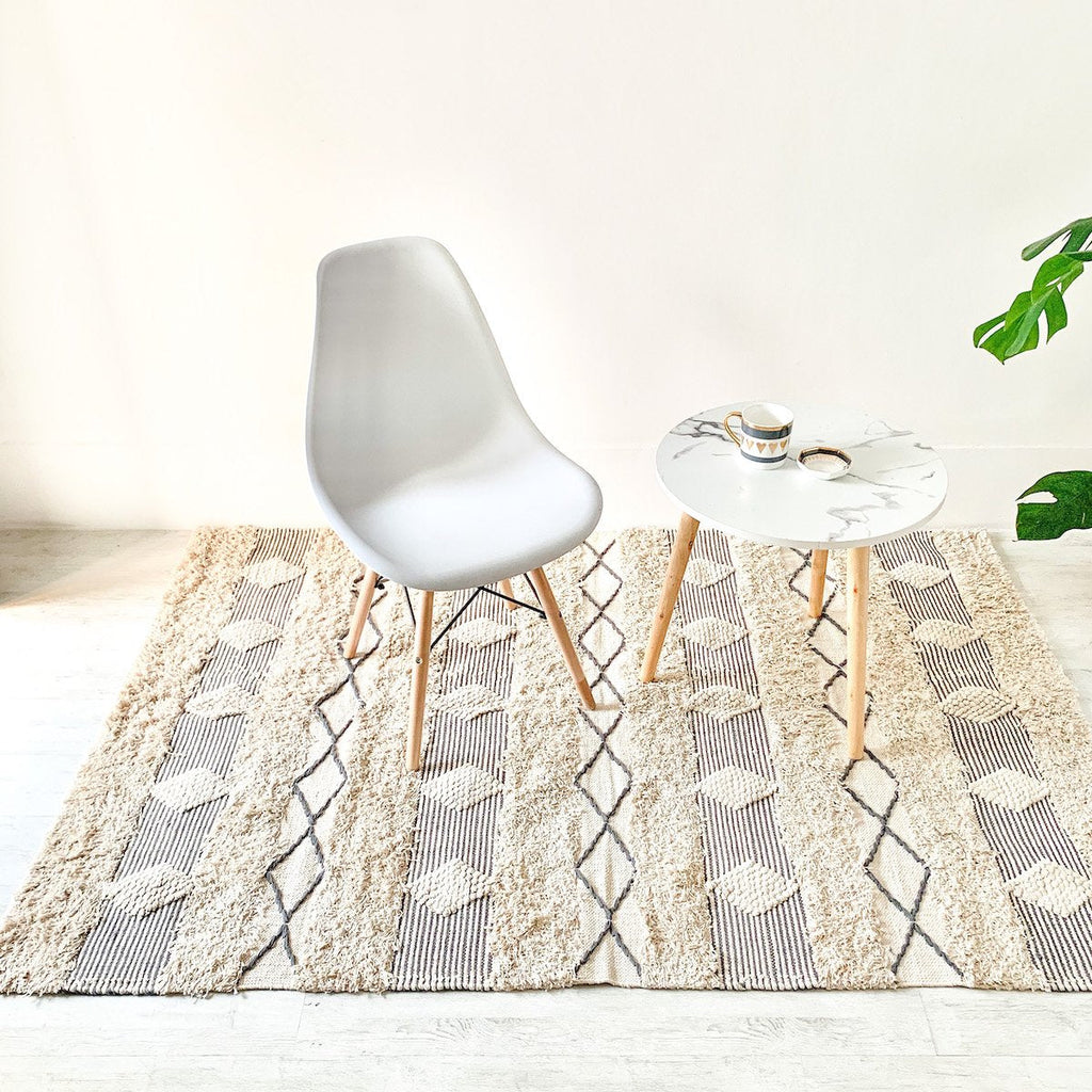 BOHO Harper Handwoven Rug - White & Grey Nestasia