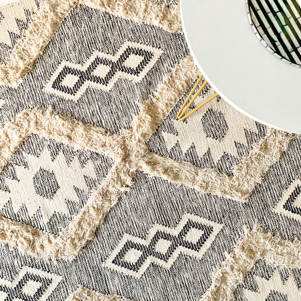 BOHO Lydia Morrocan Hand Woven Rug - Grey & Natural Nestasia