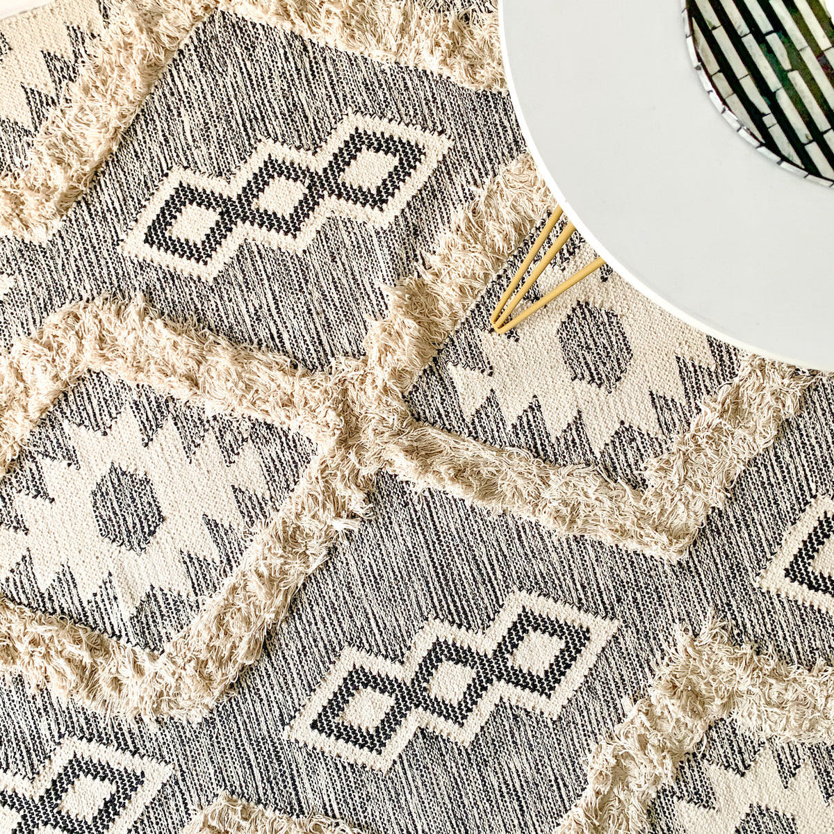 BOHO Lydia Morrocan Hand Woven Rug - Grey & Natural Nestasia