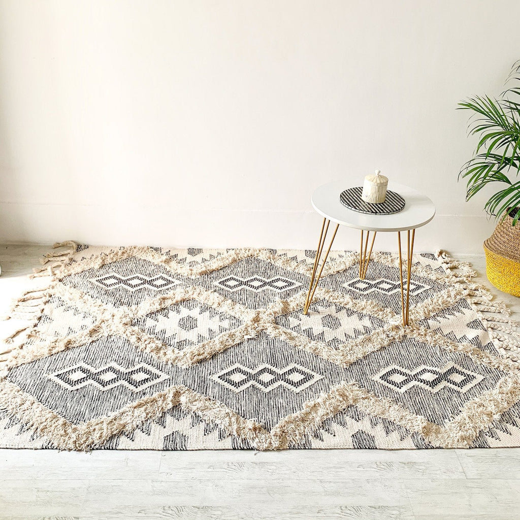 BOHO Lydia Morrocan Hand Woven Rug - Grey & Natural Nestasia