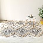 BOHO Lydia Morrocan Hand Woven Rug - Grey & Natural Nestasia
