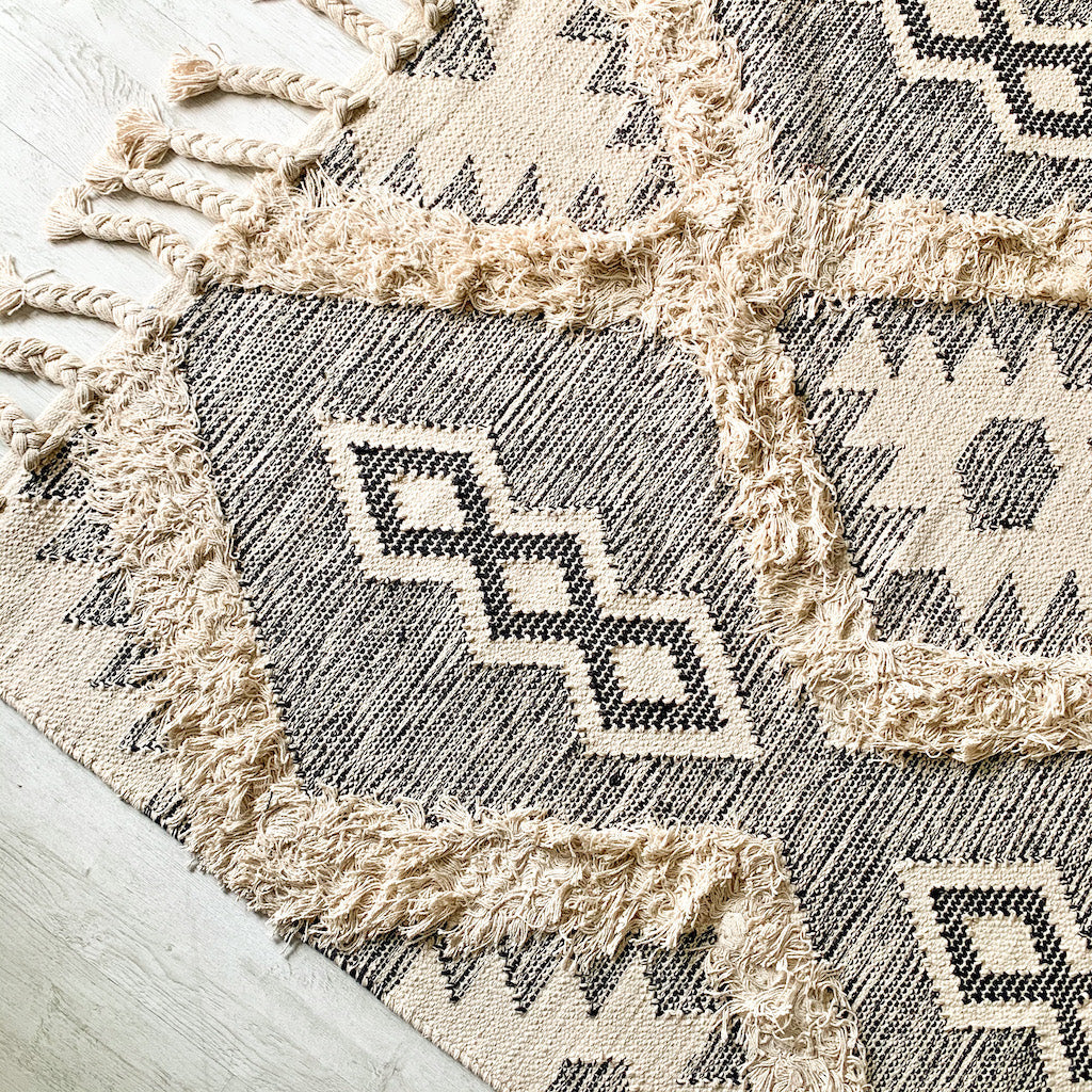 BOHO Lydia Morrocan Hand Woven Rug - Grey & Natural Nestasia