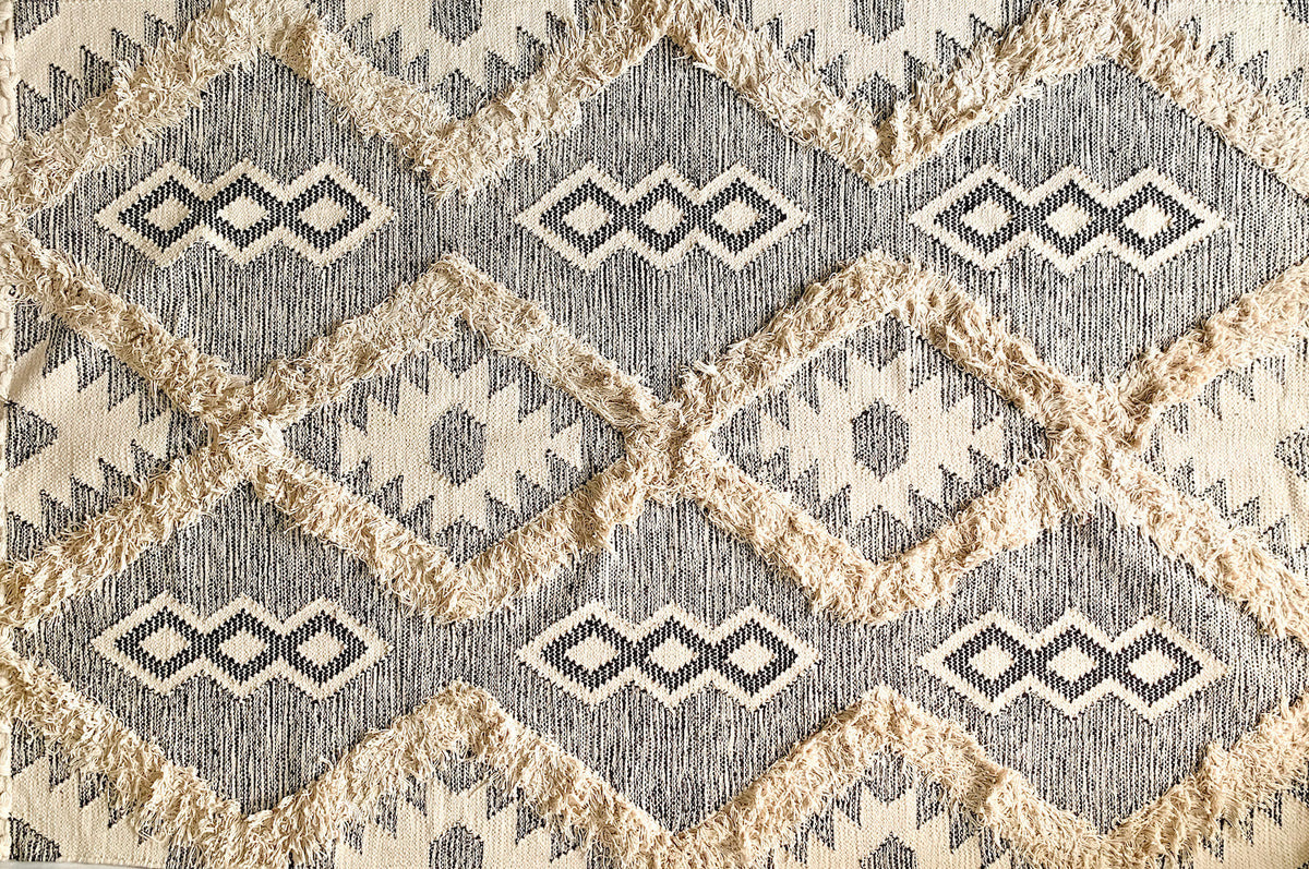 BOHO Lydia Morrocan Hand Woven Rug - Grey & Natural Nestasia