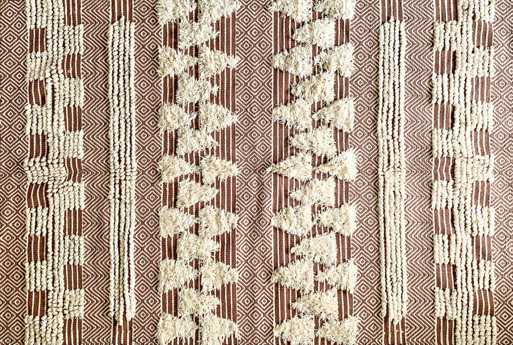 BOHO Ophelia Hand Woven Rug - Brown & White Nestasia