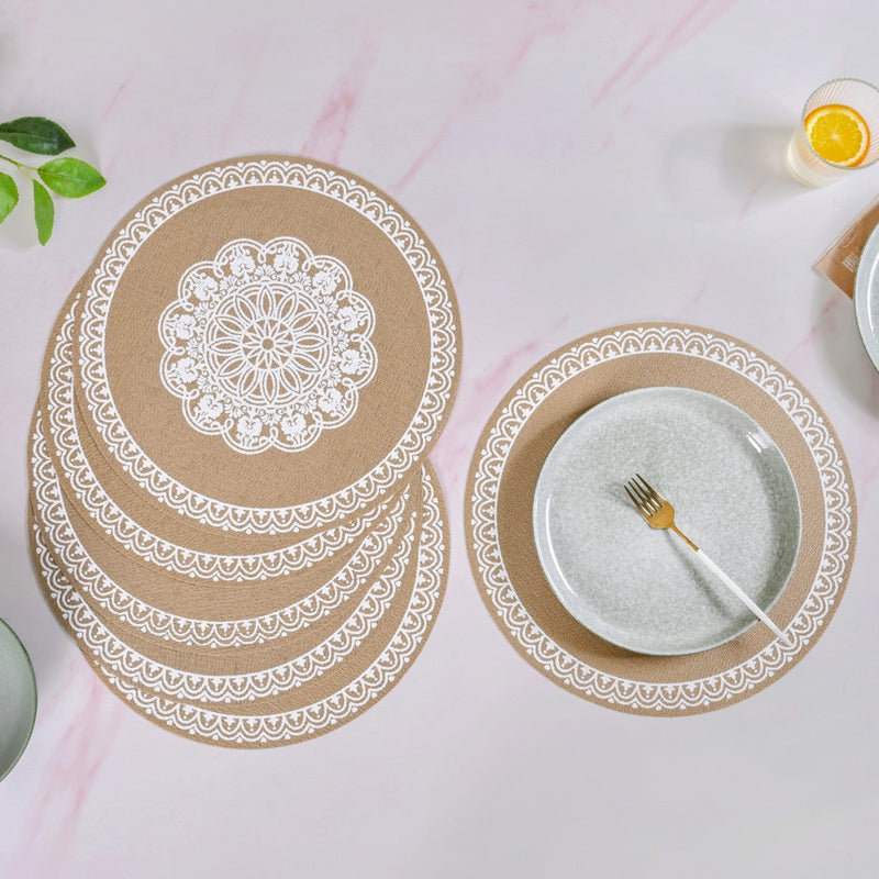 Boho White Mandala Table Mat Set Of 6 Nestasia