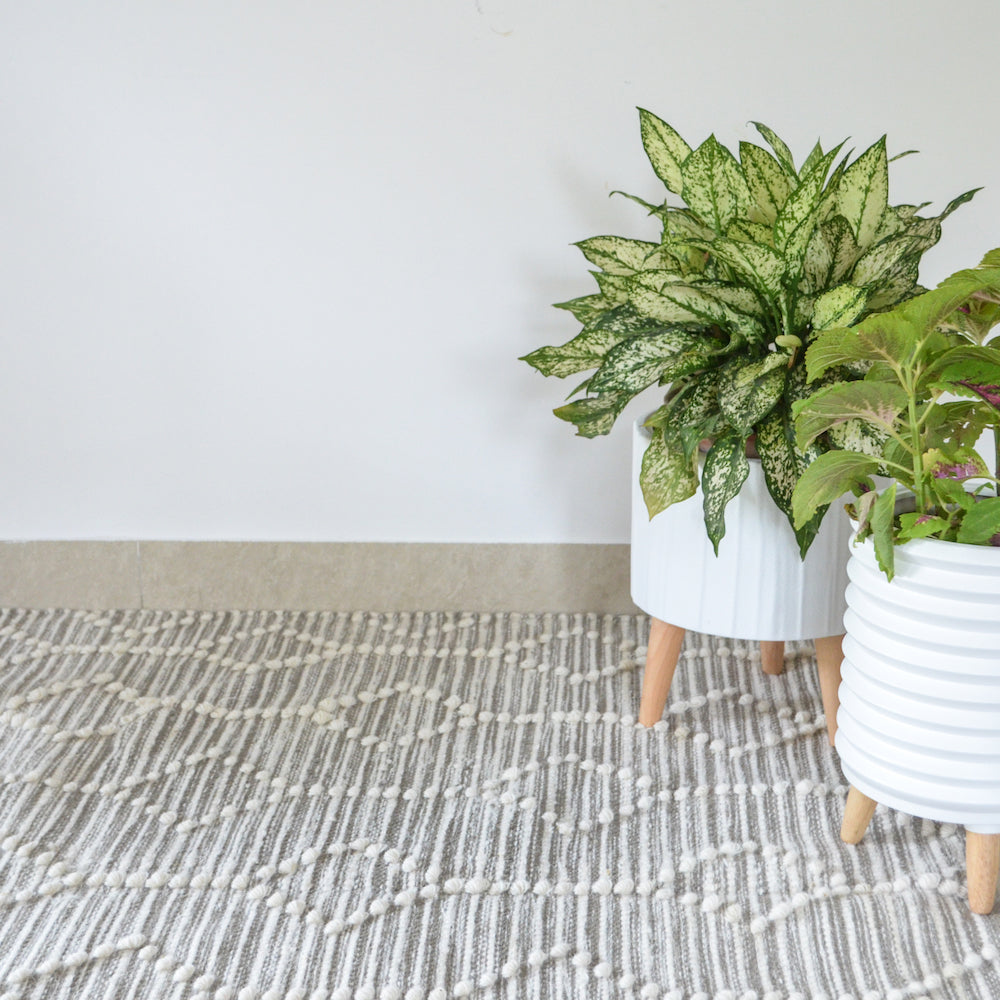BOHO Vincent Hand Woven Rug - Grey & White Nestasia