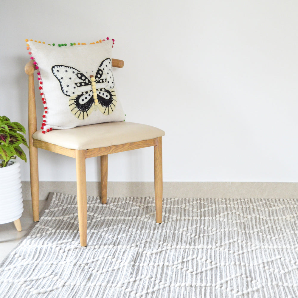 BOHO Vincent Hand Woven Rug - Grey & White Nestasia