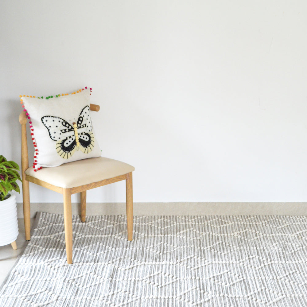 BOHO Vincent Hand Woven Rug - Grey & White Nestasia