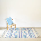 BOHO Bluebell Hand Woven Rug - Blue White & Natural Nestasia