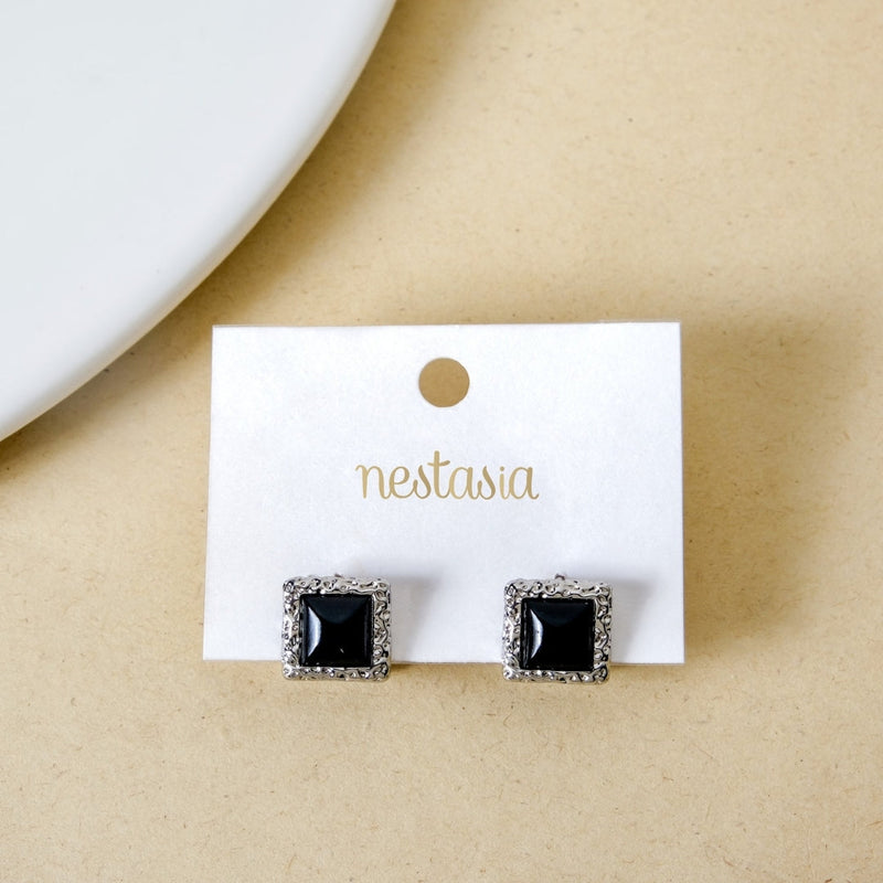 Bold Black Silver Studs Nestasia