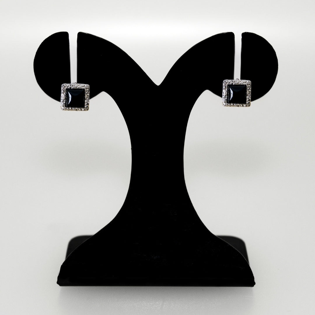 Bold Black Silver Studs Nestasia