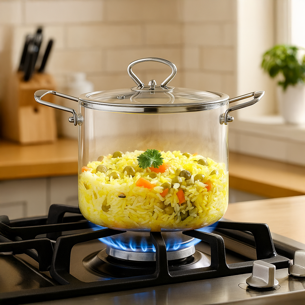 Borosilicate Pasta Cooking Pot With Metal Grip Large 4500ml Nestasia