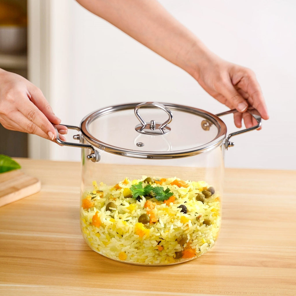 Borosilicate Pasta Cooking Pot With Metal Grip Large 4500ml Nestasia