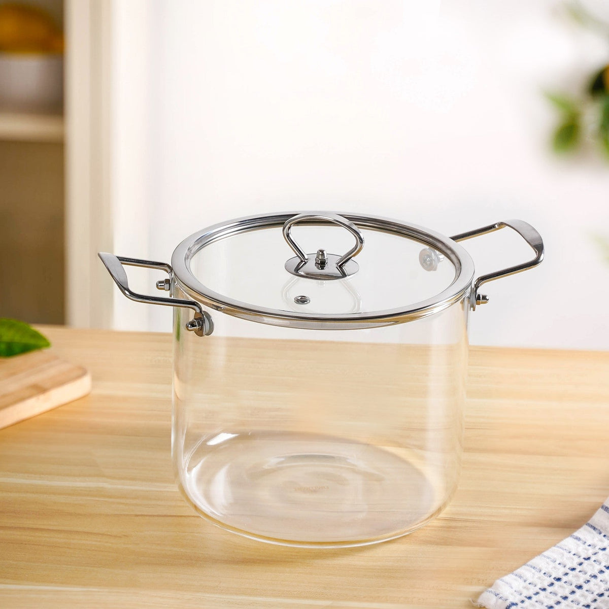 Borosilicate Pasta Cooking Pot With Metal Grip Large 4500ml Nestasia