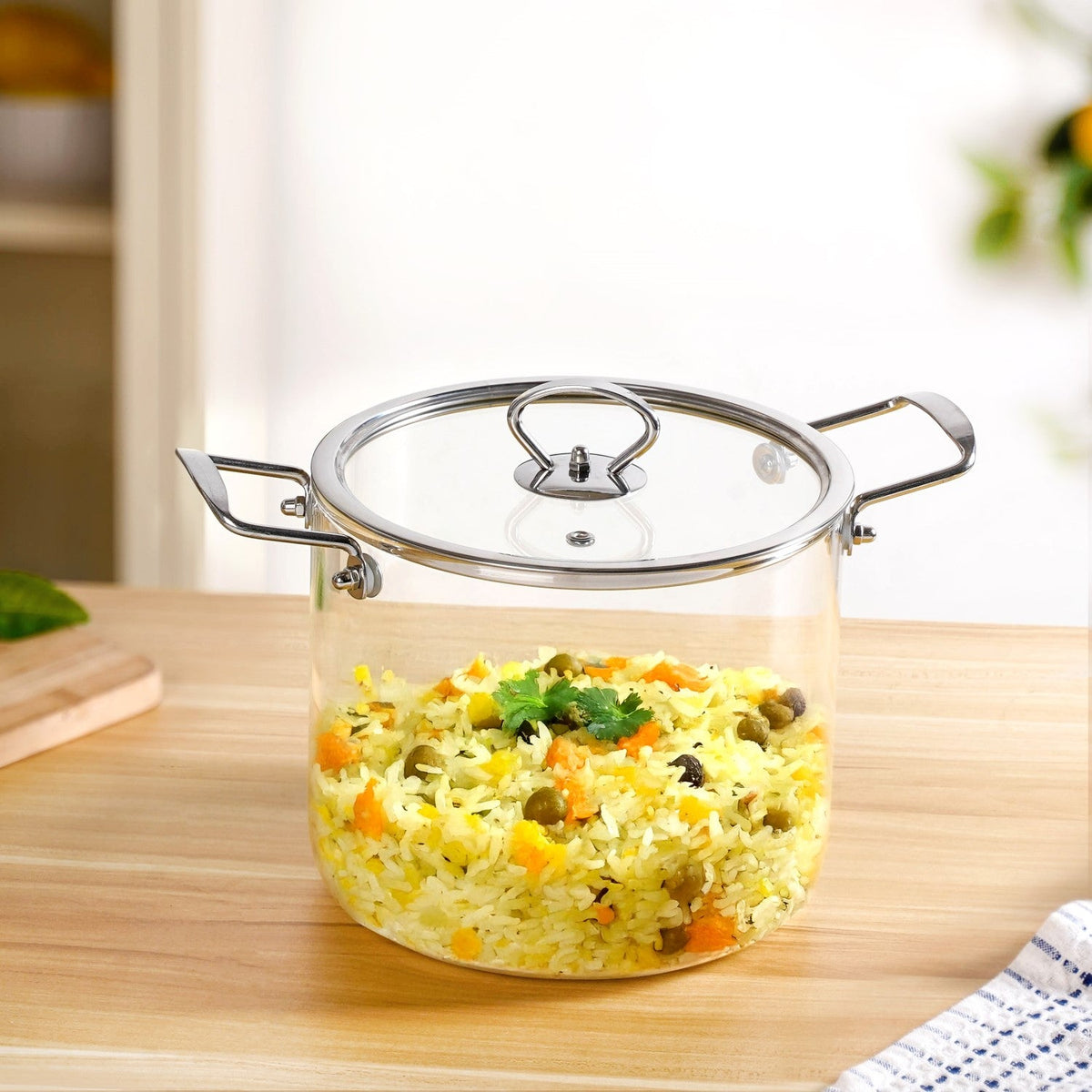 Borosilicate Pasta Cooking Pot With Metal Grip Large 4500ml Nestasia