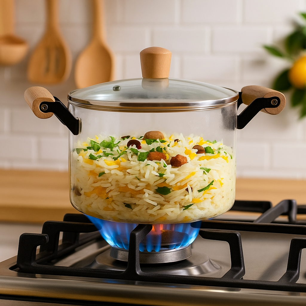 Borosilicate Simmer Pot With Handle Medium 3500ml Nestasia