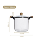Borosilicate Simmer Pot With Handle Medium 3500ml Nestasia