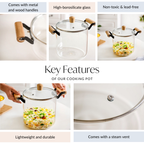 Borosilicate Simmer Pot With Lid And Handle Extra Large 5500ml Nestasia