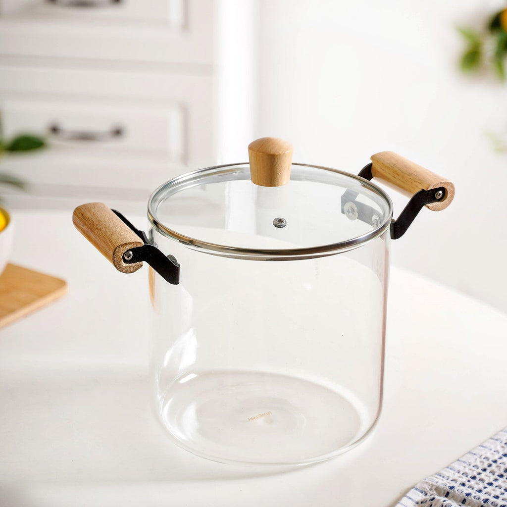 Borosilicate Simmer Pot With Lid And Handle Extra Large 5500ml Nestasia