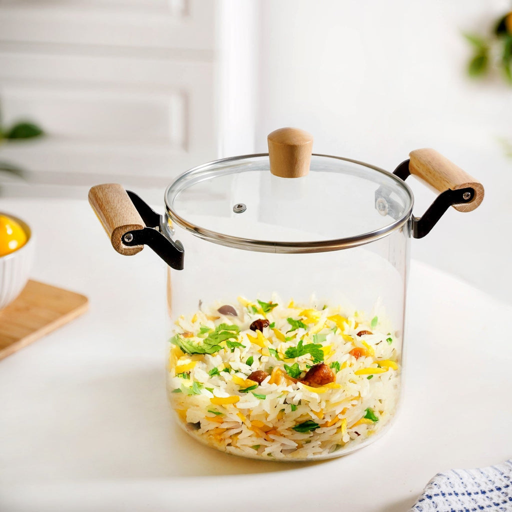 Borosilicate Simmer Pot With Lid And Handle Extra Large 5500ml Nestasia