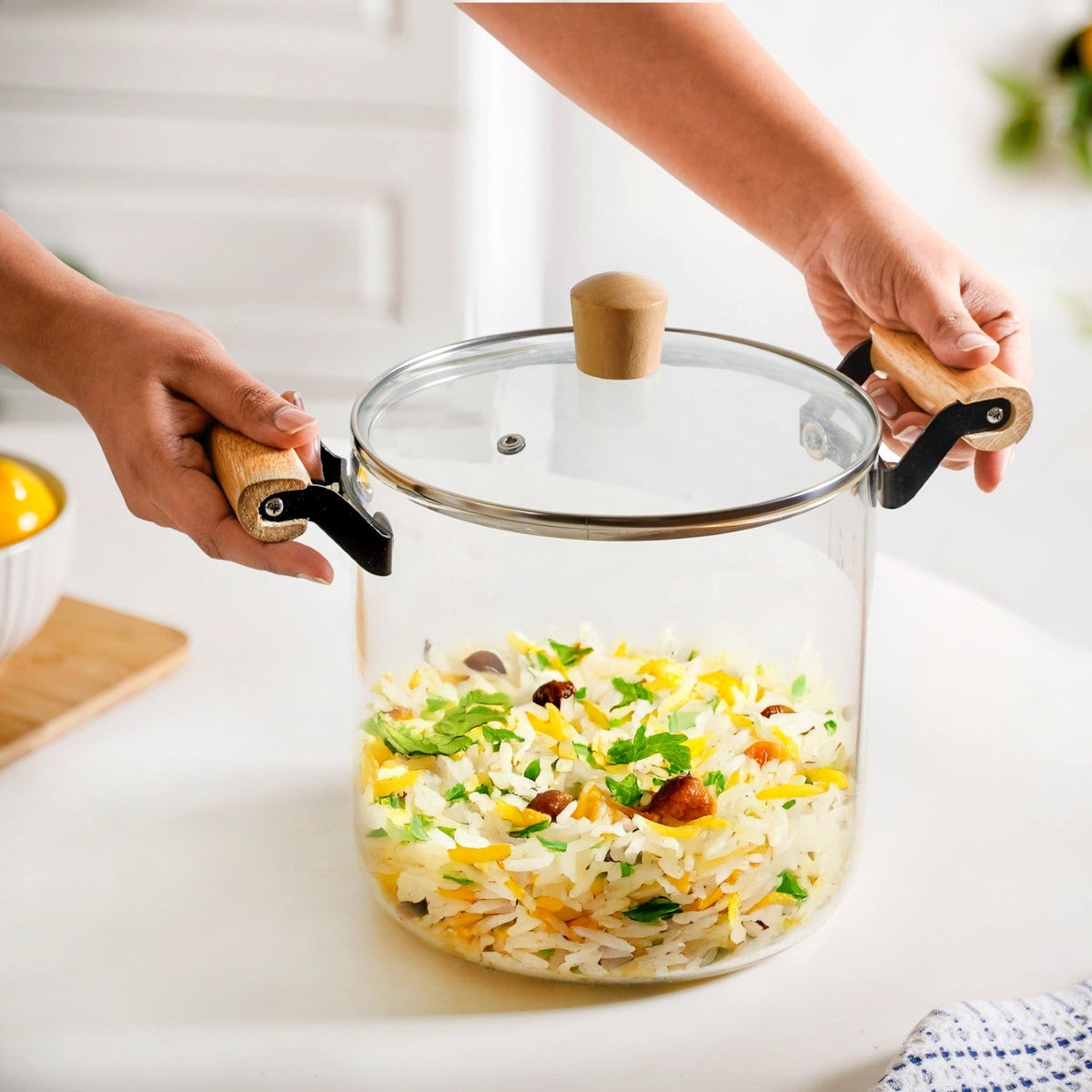 Borosilicate Simmer Pot With Lid And Handle Extra Large 5500ml Nestasia