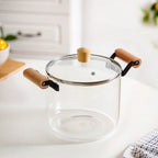 Borosilicate Stovetop Pot With Wooden Handle Large 4500ml Nestasia