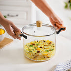 Borosilicate Stovetop Pot With Wooden Handle Large 4500ml Nestasia