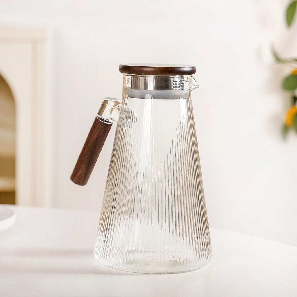 Borosilicate Glass Fluted Lemonade Jug With Lid 1800ml Nestasia