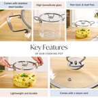 Borosilicate Pasta Cooking Pot With Metal Grip Large 4500ml Nestasia