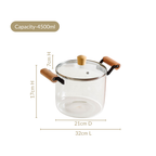 Borosilicate Stovetop Pot With Wooden Handle Large 4500ml Nestasia