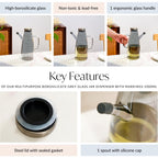 Chic Grey Borosilicate Glass Oil Jar Dispenser With Markings 1000ml Nestasia
