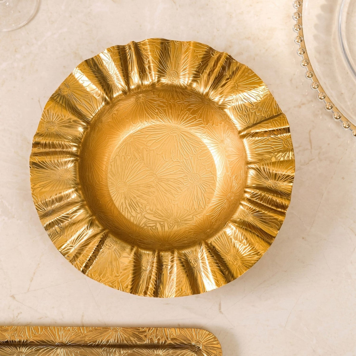 Sunburst Gold Ruched Urli Bowl 1000ml Nestasia