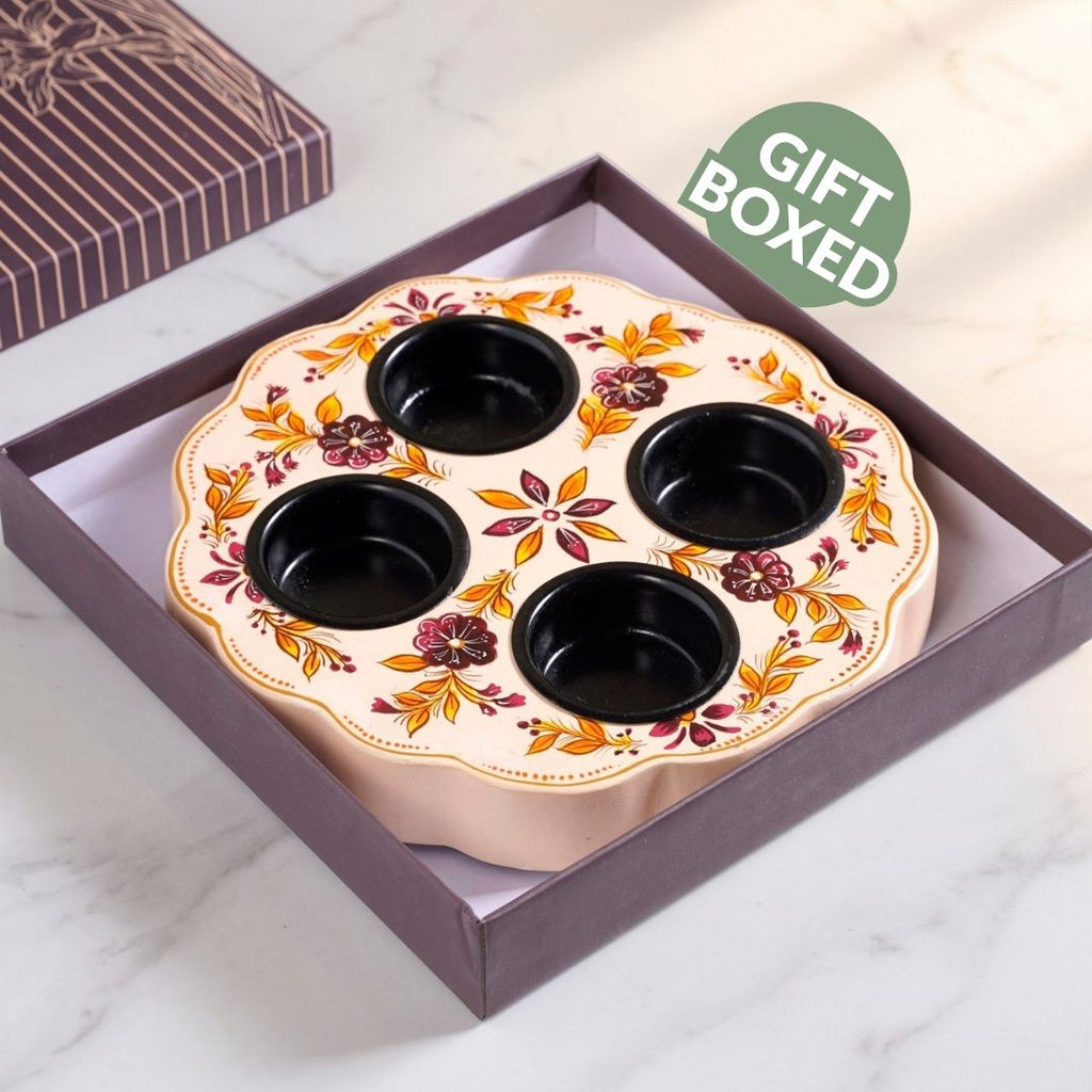 Botanica Wooden Tealight Holder With Candles Nestasia