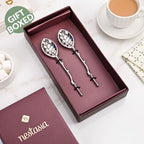 Silver Leaf Twig Tea Spoon Set Of 2 Nestasia