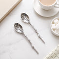Silver Leaf Twig Tea Spoon Set Of 2 Nestasia