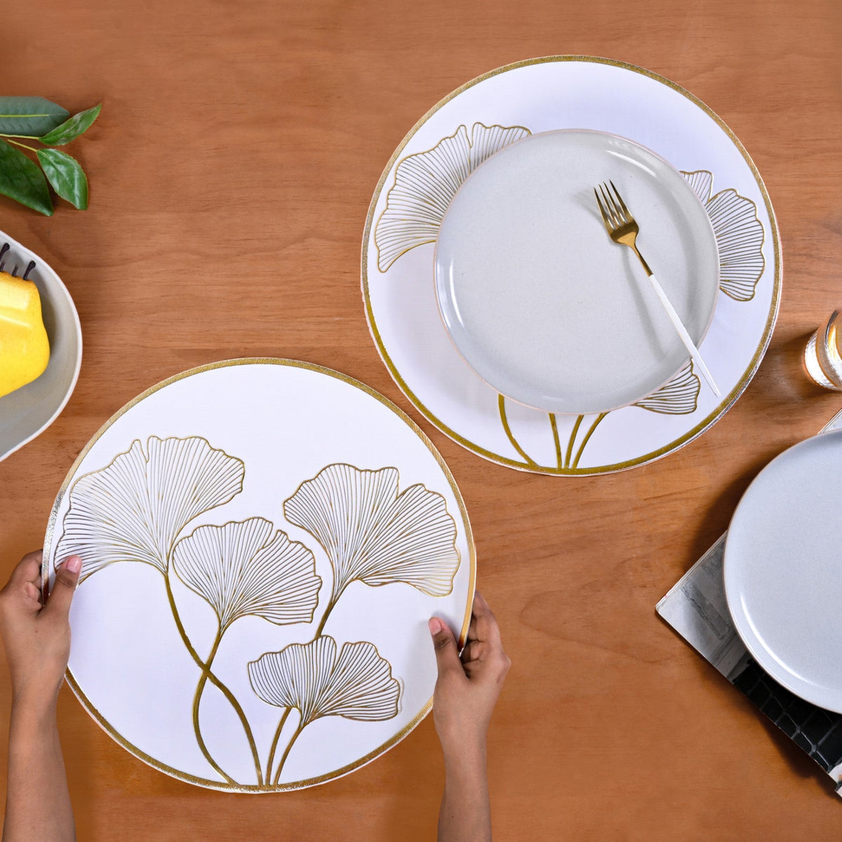 Botanical Gold Placemats Set Of 6 Nestasia