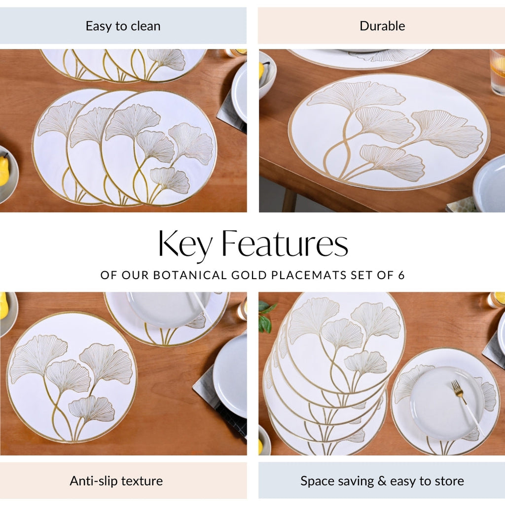 Botanical Gold Placemats Set Of 6 Nestasia