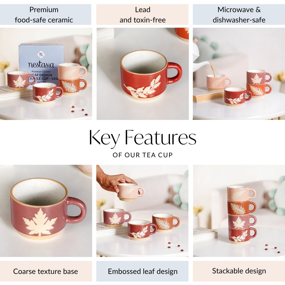 Botanical Stackable Cup Set Of 4 Autumn Edition 145ml Nestasia